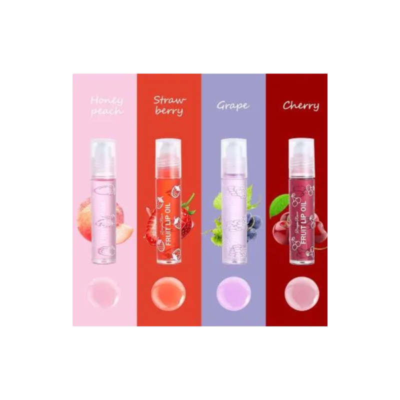 Dragon Ranee 4 Pcs Fruit Lip Oil Set Lip Gloss Crystal Jelly Liquid Lipstick Set